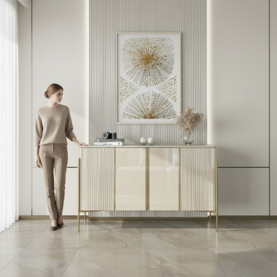Sideboard Modern Holz Wohnzimmer Möbel Schrank Kommode Luxus Beige
