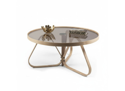Designer Couchtisch Luxus Glastisch Kaffee Rund Wohnzimmer Holz Tisch