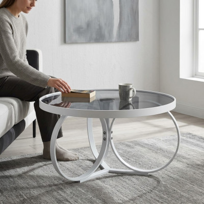 Weiß Couchtisch Wohnzimmer Einrichtung Designer Glastisch Beistelltisch