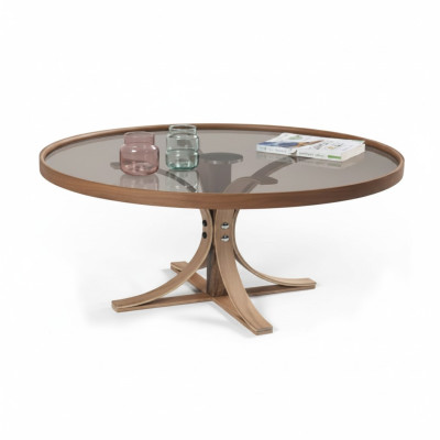 Couchtisch Braun Holz Designer Kaffee Tisch Wohnzimmer Glastisch Möbel