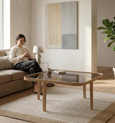 Wohnzimmer Couchtisch Moderner Luxus Möbel Glastisch Designer Holz