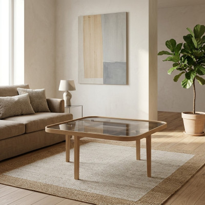 Wohnzimmer Couchtisch Moderner Luxus Möbel Glastisch Designer Holz