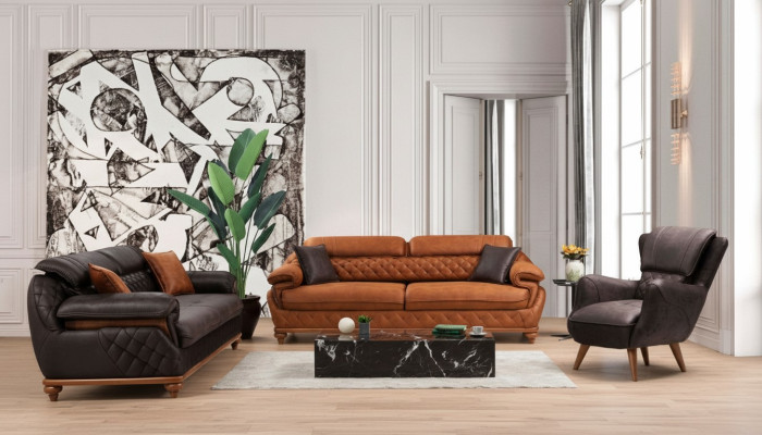 Wohnzimmer Komplett 3tlg Modern 2x Dreisitzer Sofa Couch Luxus Sessel Neu