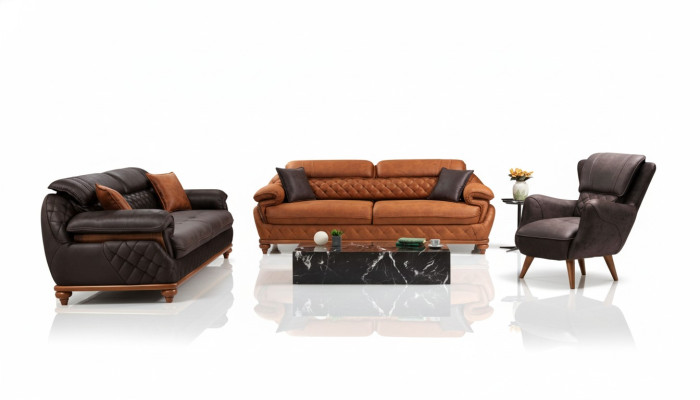 Wohnzimmer Komplett 3tlg Modern 2x Dreisitzer Sofa Couch Luxus Sessel Neu