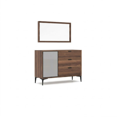 Modern Design Möbel Schlafzimmer Braun Kommode mit Spiegel Luxus