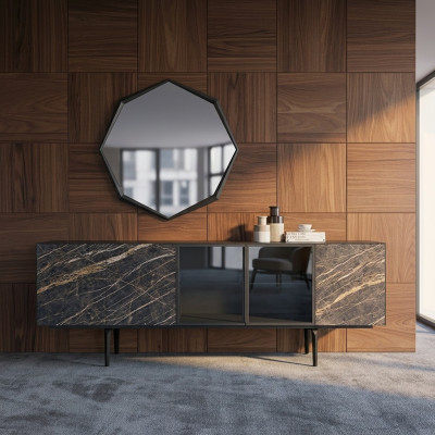 Sideboard mit Spiegel Luxus Einrichtung Esszimmer Komplett Set Modern Möbel