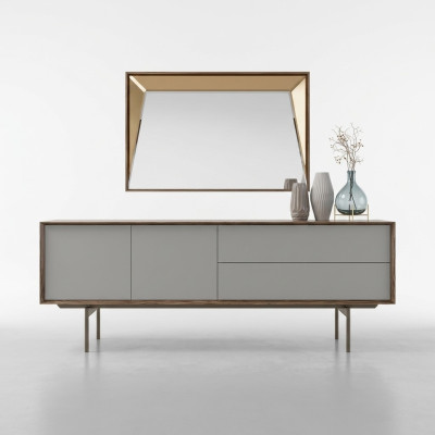 Komplett Esszimmer Sideboard mit Spiegel Design Holzschrank Einrichtung