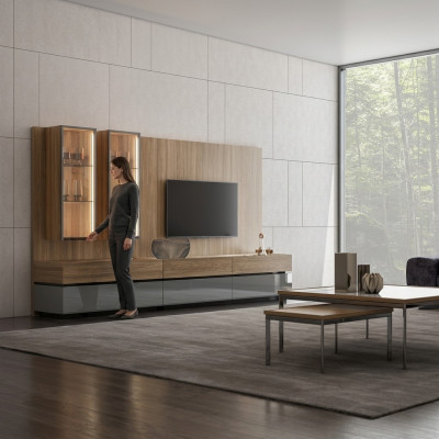 Luxus Komplett Wohnwand Braun Möbel Designer Set Einrichtung TV-Ständer Modern