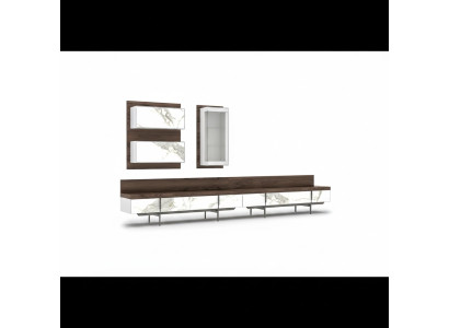 Modern Luxus Wohnwand 2x TV-Ständer Komplett Wandschrank Hänge Vitrine Neu