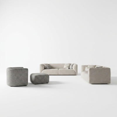 Wohnzimmermöbel 4tlg Sofagarnitur 2x Dreisitzer Sofa Luxus Hocker Neu Sessel