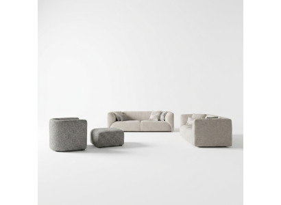 Wohnzimmermöbel 4tlg Sofagarnitur 2x Dreisitzer Sofa Luxus Hocker Neu Sessel