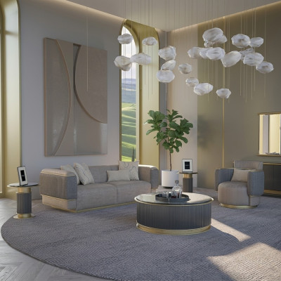 Wohnzimmer Komplett 2tlg Dreisitzer Sofa Polstermöbel Sessel Modern Design