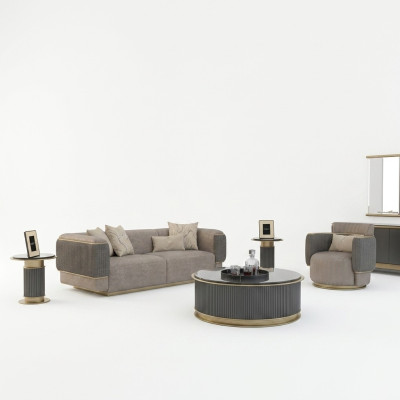 Wohnzimmer Komplett 2tlg Dreisitzer Sofa Polstermöbel Sessel Modern Design