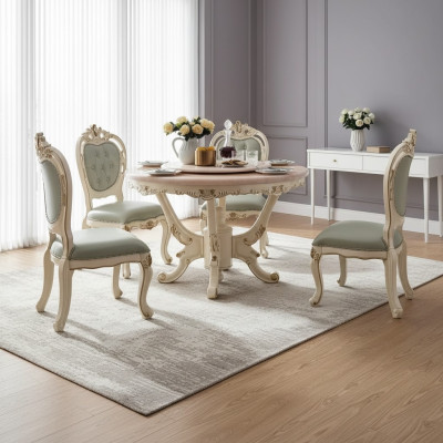 Esszimmer Set 7tlg Holz klassische Möbel Esstisch + 6x Stühle Luxus 