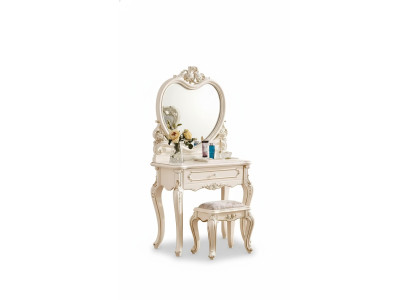 Klassischer Schminktisch Hocker Designer Holzmöbel Set Schlafzimmer 2tlg