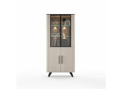 Vitrine Wohnzimmer modern und luxuriös beige Glasschrank Schränke Schrank