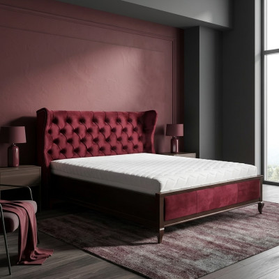 Klassisches Chesterfield Stil Betten Luxus Doppel Bett Holz Möbel Rot Samt