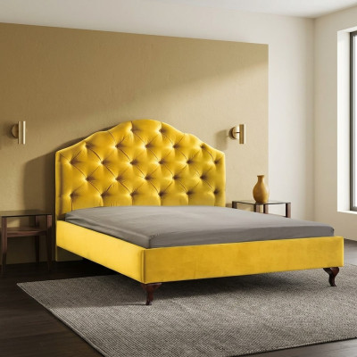Chesterfield gelbes Bett für das Schlafzimmer Betten Doppel helle Luxus
