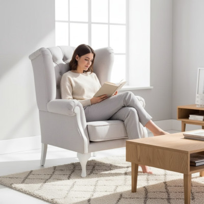 Sessel Sitz Einsitzer Design weiß Polster Wohnzimmer Möbel Fernseh Lehnstuhl