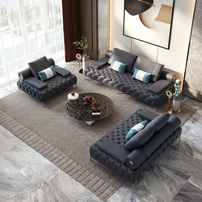 Wohnzimmer Set 3tlg Schwarz Wohnzimmer Sofagarnitur 3 + 2+ 1 Sitzer Neu Holz
