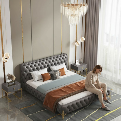 Bett 2x Nachttisch 3 tlg Schlafzimmer Set Design Modern Luxus Schlafzimmer sets