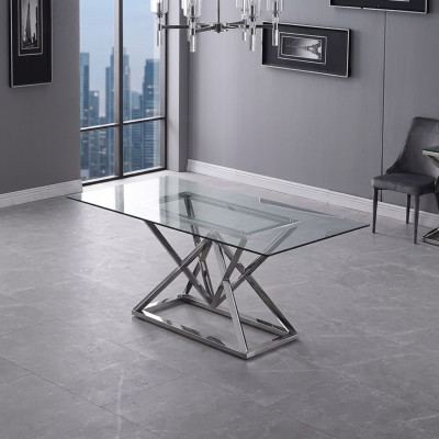 Glastisch Säulentische Silberne Tische Glastische Tisch Luxus Möbel 180x90