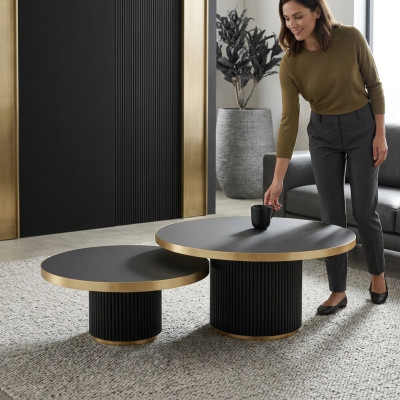 Designer Couchtisch Set 2x Couchtische Wehnzimmer Edelstahl Möbel Tisch