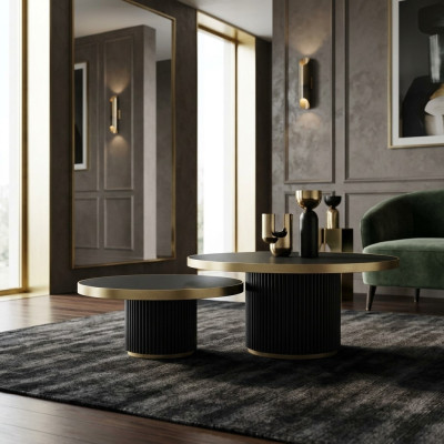 Designer Couchtisch Set 2x Couchtische Wehnzimmer Edelstahl Möbel Tisch