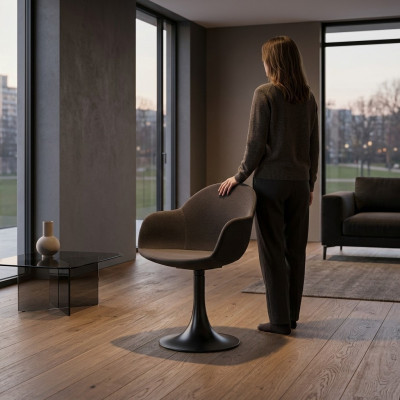 Designer Schwarzer Esszimmer Stuhl Mit Edelstahlfuß Luxus Einsitzer Neu