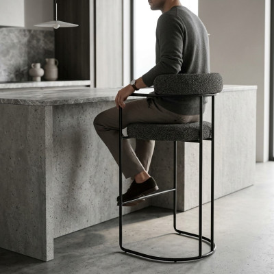Grauer Luxus Edelstahl Barhocker Designer Bar Möbel Stuhl Hocker Gestell