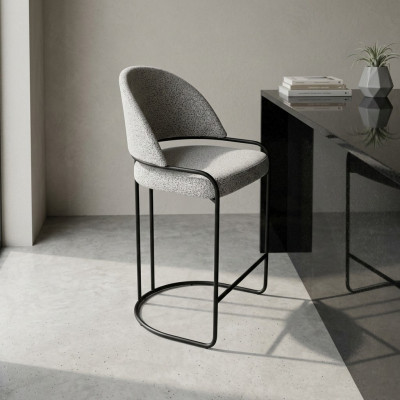 Grauer Barhocker Mit Edelstahlfüßen Esszimmerstuhl Hohe Design Stühle