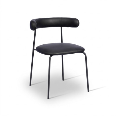 Schwarzer Edelstahl Stuhl Kunstleder Stühle Einsitzer Esszimmer Möbel