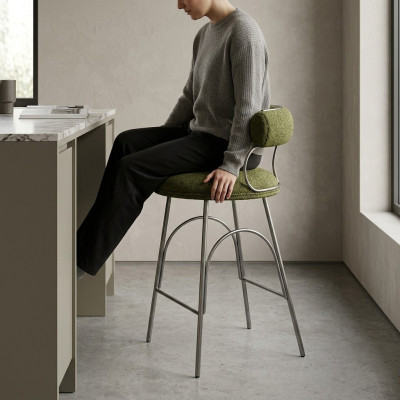 Olivengrüner Barhocker Luxus Lehnstuhl Designer Sessel Polster Möbel