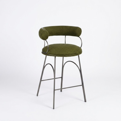 Olivengrüner Barhocker Luxus Lehnstuhl Designer Sessel Polster Möbel