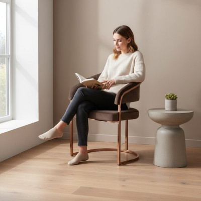 Brauner Luxus Esszimmer Stuhl Moderner Polster Sitzer Textil Möbel Neu