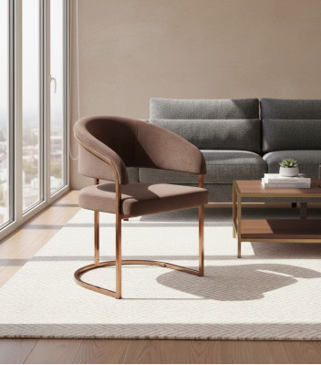 Brauner Luxus Esszimmer Stuhl Moderner Polster Sitzer Textil Möbel Neu