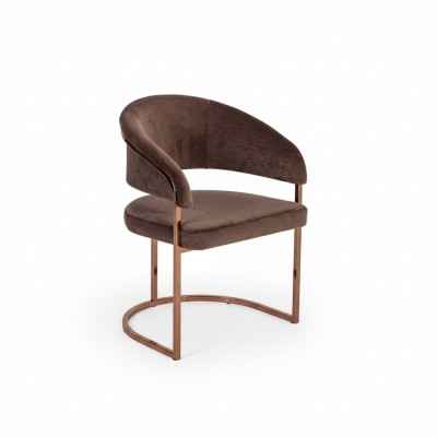 Brauner Luxus Esszimmer Stuhl Moderner Polster Sitzer Textil Möbel Neu