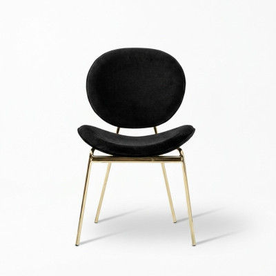 Schwarzer Designer Stuhl mit Edelstahlfüßen Moderne Esszimmerstühle