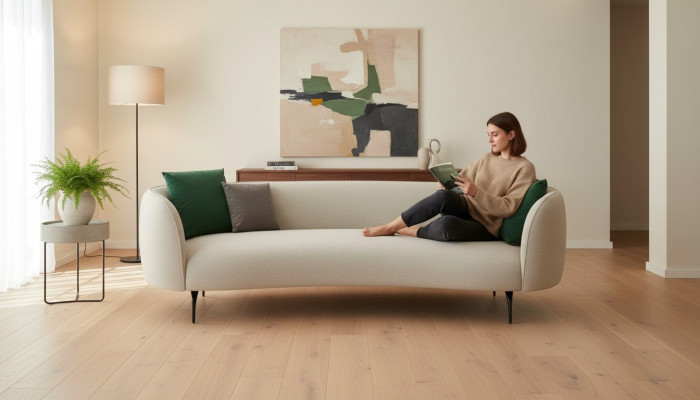 Designer Weißer Dreisitzer Wohnzimmer 3-Sitzer Couch Textil Couchen Neu