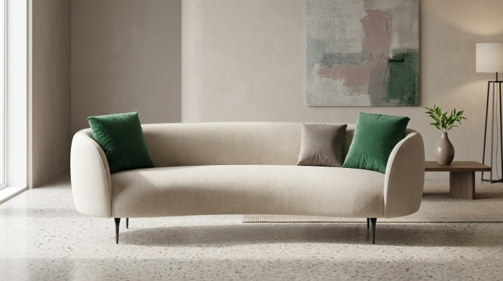 Designer Weißer Dreisitzer Wohnzimmer 3-Sitzer Couch Textil Couchen Neu