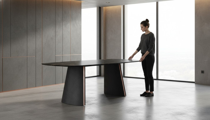 Luxus Dunkel grauer Esstisch Esszimmer Tische Designer Einrichtung Neu