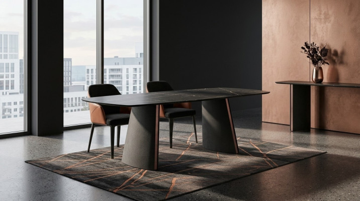 Luxus Dunkel grauer Esstisch Esszimmer Tische Designer Einrichtung Neu