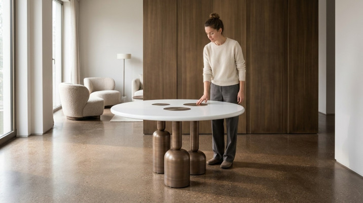 Luxus Runder Esszimmer Tisch Designer Möbel Stil Glasplatte Edelstahl