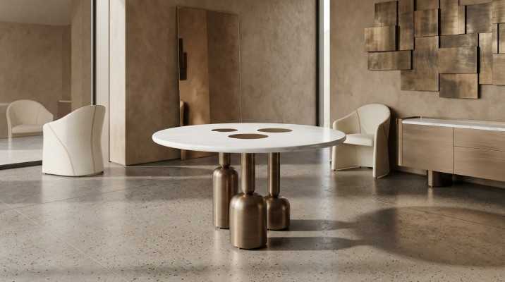 Luxus Runder Esszimmer Tisch Designer Möbel Stil Glasplatte Edelstahl