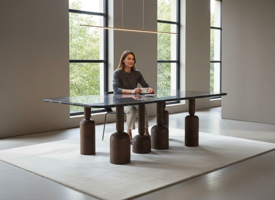Designer Grauer Marmor Esstisch Metallbeine Luxus Esszimmer Möbel Neu