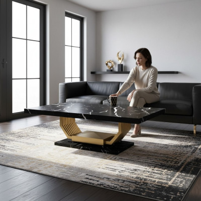 Schwarzer Tisch Esszimmer Möbel Luxus Marmor Esstisch Designer Tische