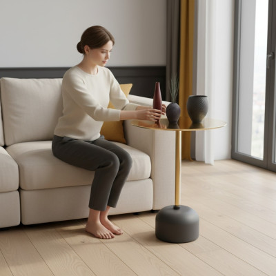 Luxuriöser Runder Beistelltisch Wohnzimmer Couchtisch Designer Möbel