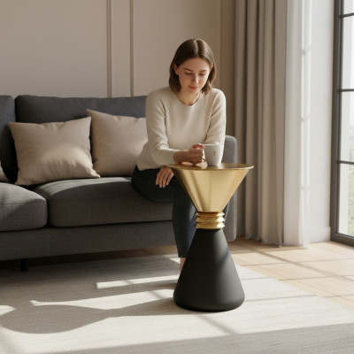 Designer Runder Edelstahl Beistelltisch Mit Moderner Luxus Glasplatte