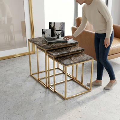 Edelstahl Beistelltisch Set Designer Couchtische Wohnzimmer Einrichtung