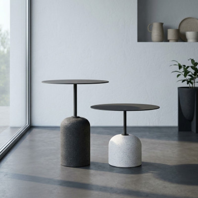 Schwarz weiße Couchtisch Garnitur Luxus 2x Runde Designer Beistelltische Tisch